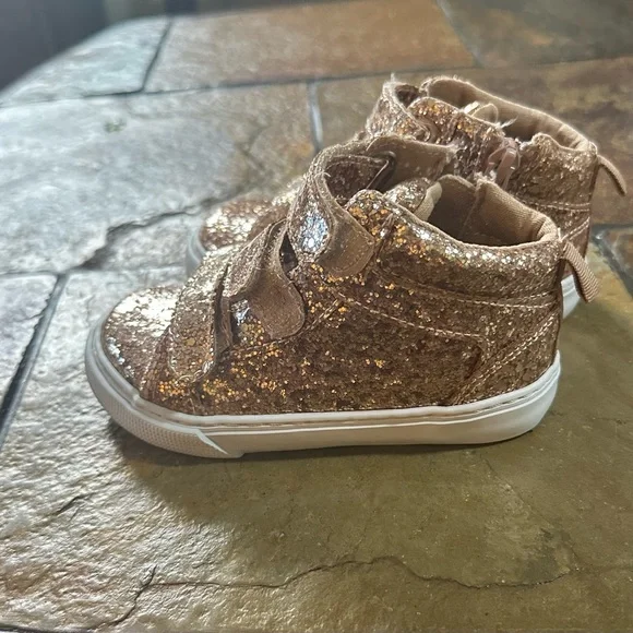 Sparkly Gold Kids Shoes - Picture 2 of 9